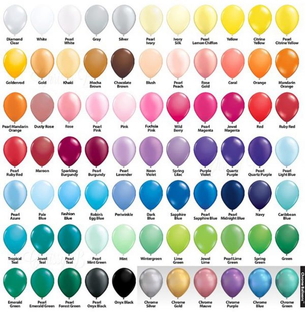 12 inch Latex Balloon Colours