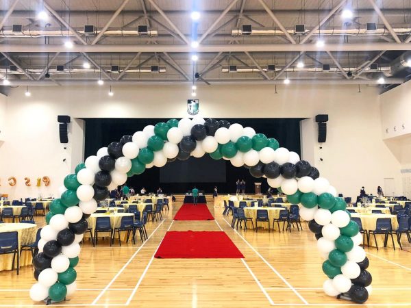Green Black and White Balloon Arch