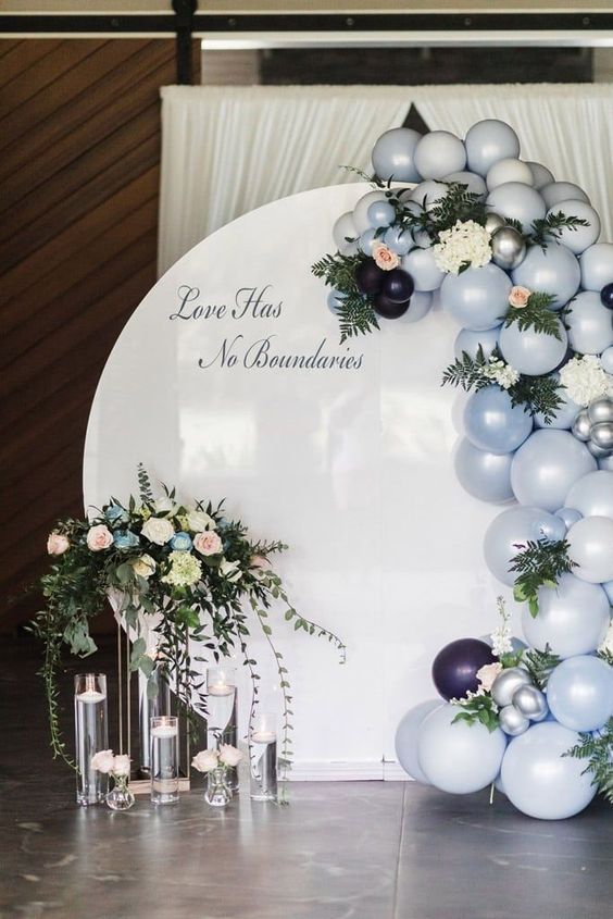 Floral Organic Balloon Garland with Customised Round Board