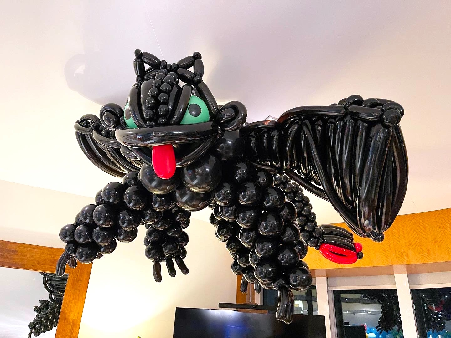 Customised Balloon Sculptures 1 Balloon Toothless Dragon Sculpture on Ceiling Singapore