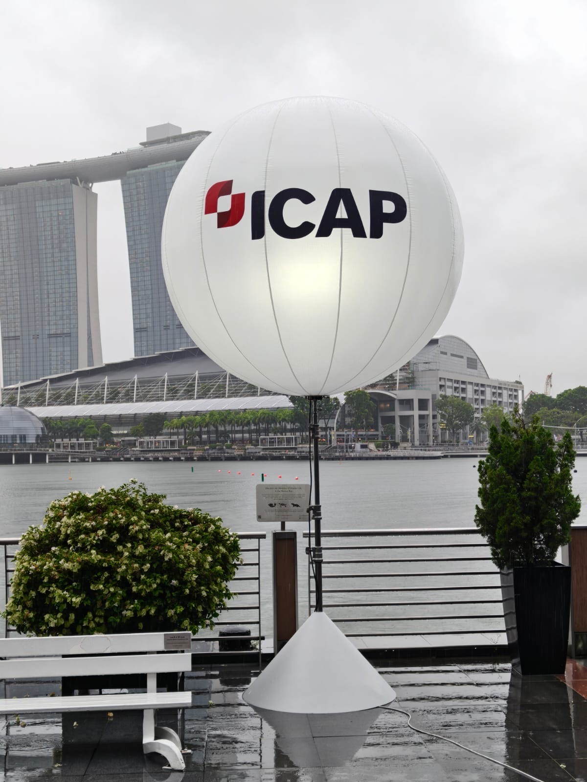 branded lighted advertising balloon stand corporate event marina bay singapore