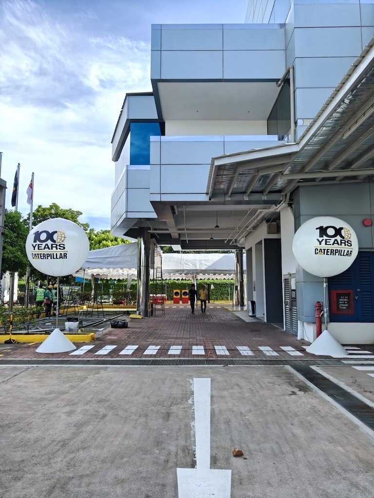 Branded advertising balloon at a corporate event entrance in Singapore