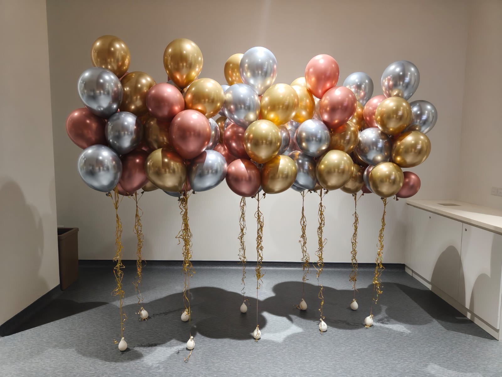 Chrome Helium Balloons Singapore bouquets in gold, silver and rose gold
