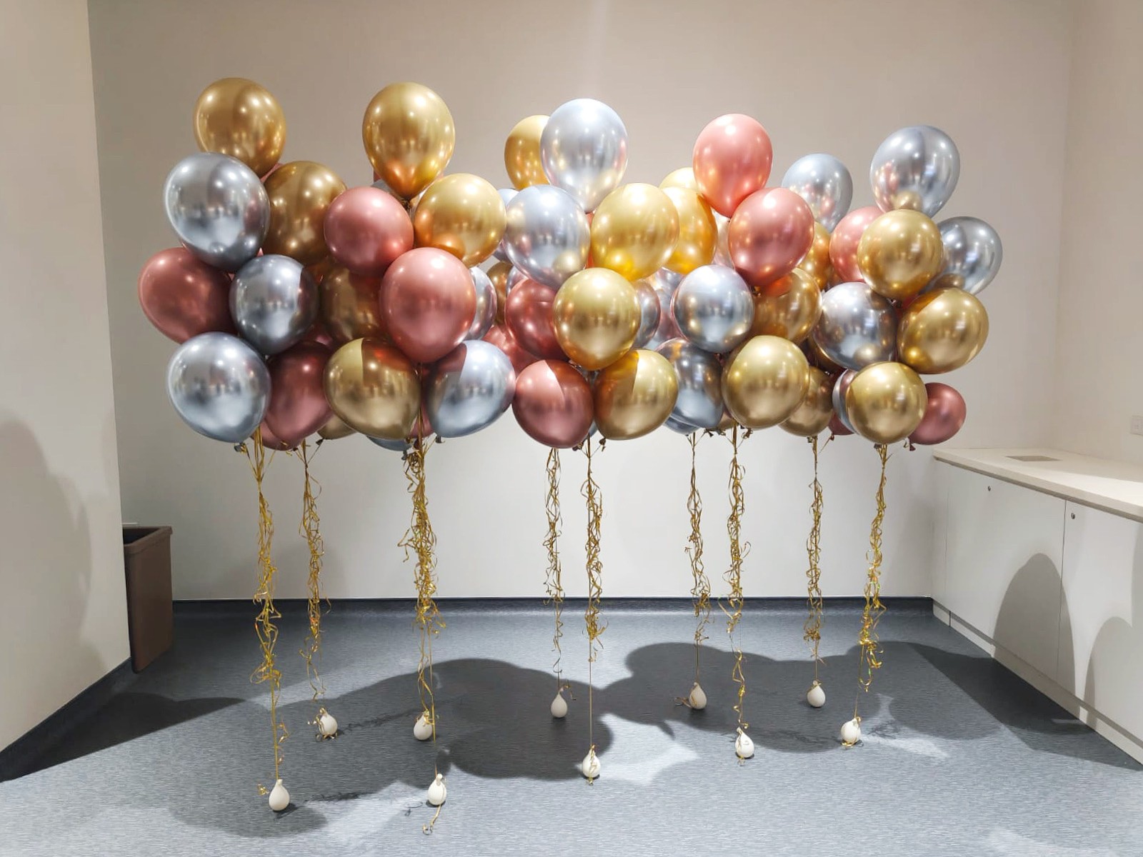 Chrome metallic Helium Balloons Singapore clusters at a corporate event