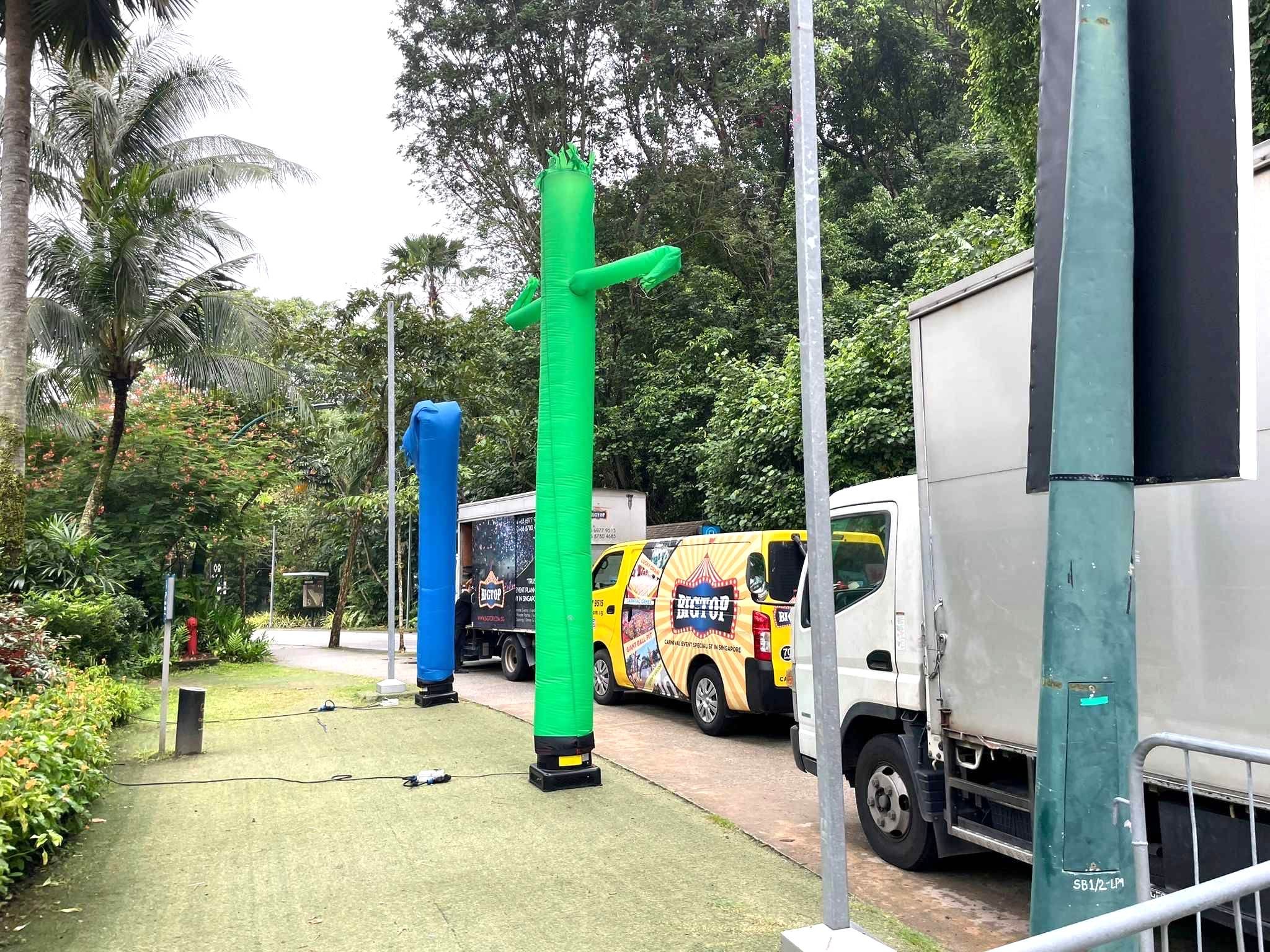 Inflatable air dancers advertising setup for outdoor event in Singapore
