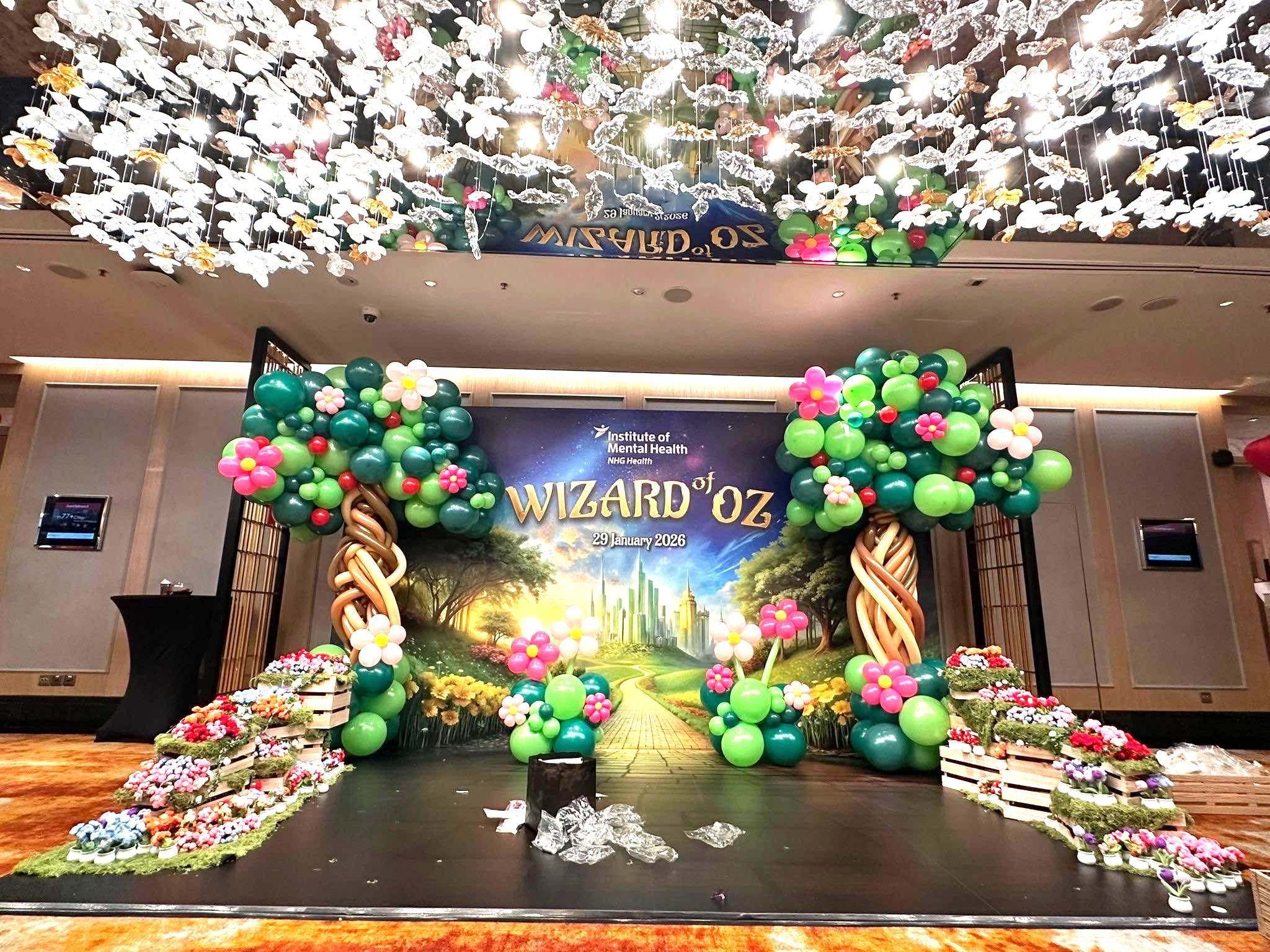 Wizard of Oz themed Balloon Decorations Singapore arch for corporate event