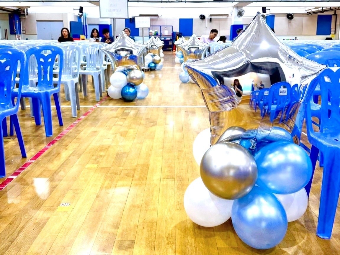 Silver star balloon aisle balloon decorations Singapore for school event