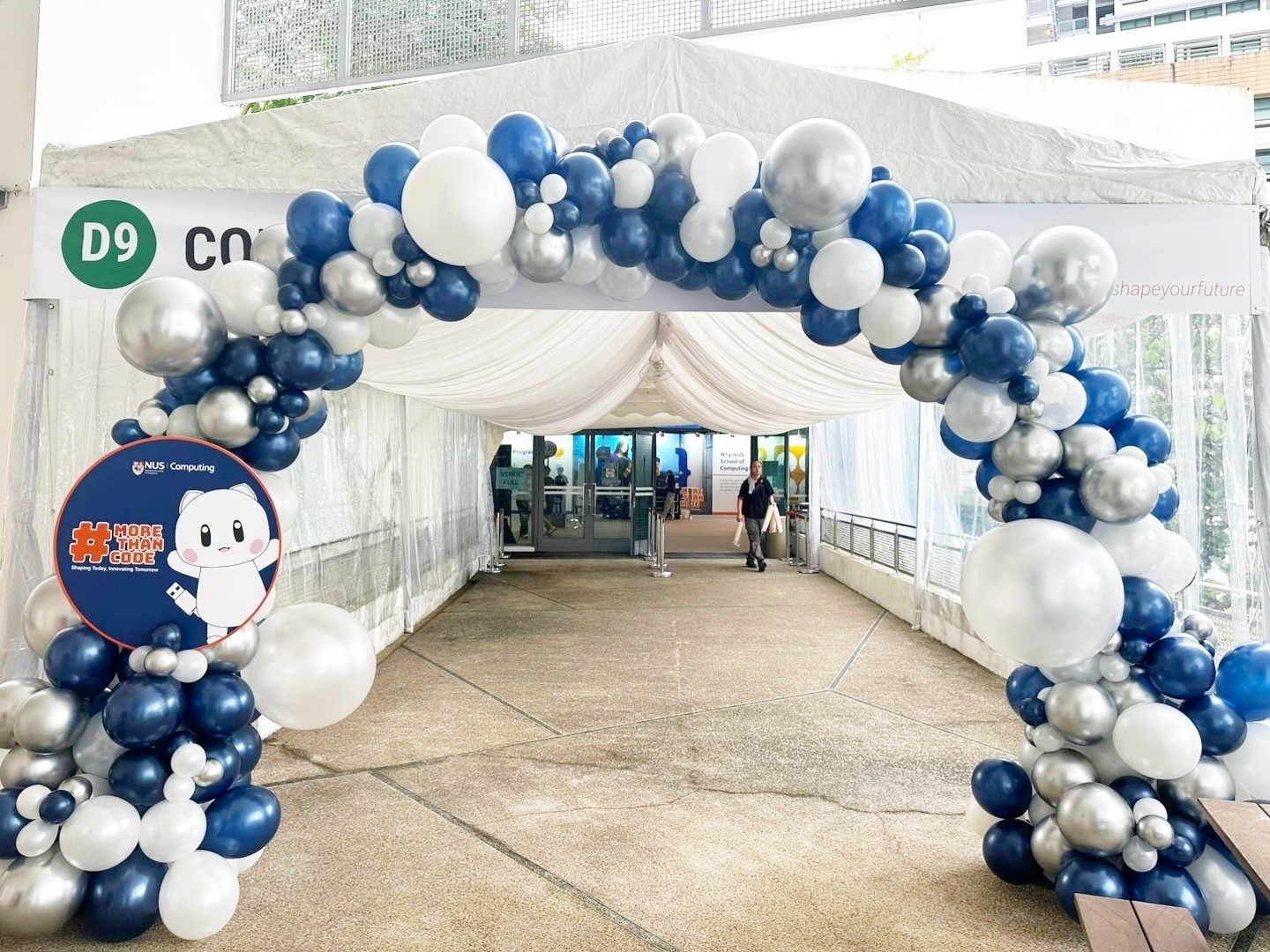 Organic balloon arch balloon decorations Singapore at NUS university open house