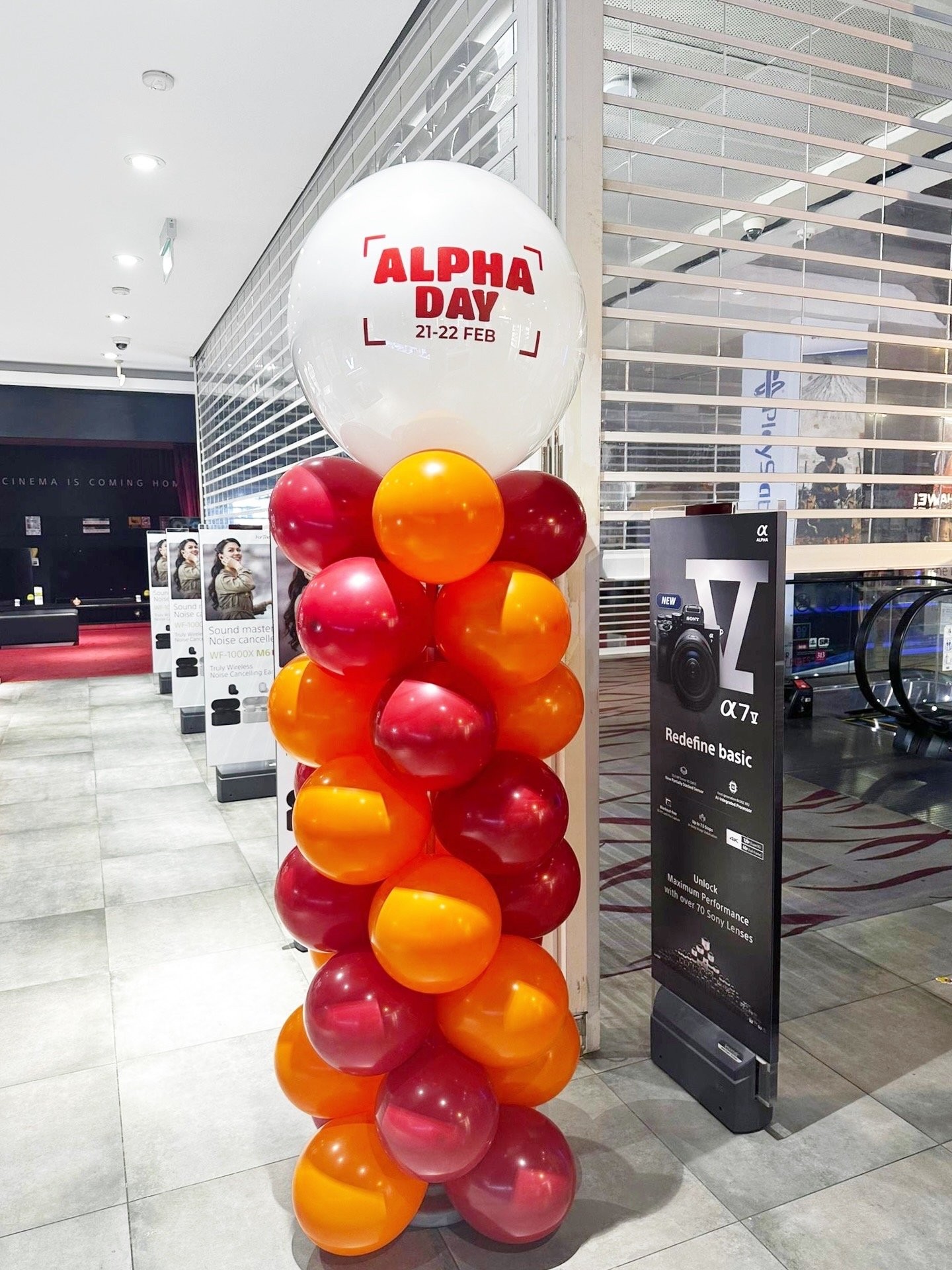 Branded balloon column corporate product launch balloon decorations Singapore