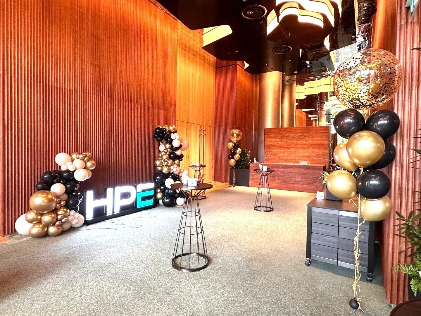Corporate event organic balloon garland helium bouquet Singapore