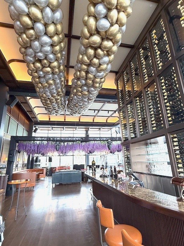 Gold silver organic balloon ceiling installation bar Singapore
