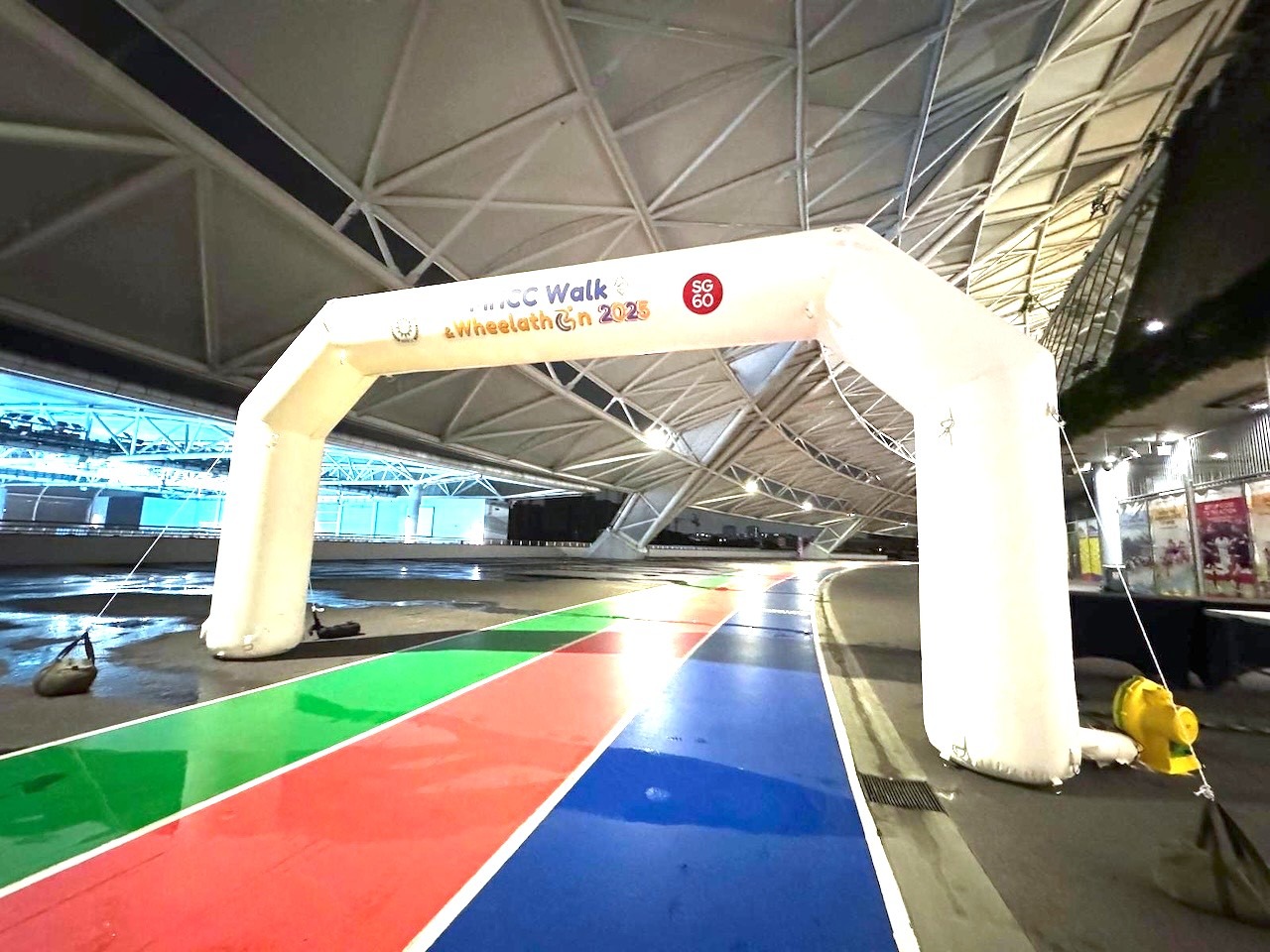 Branded inflatable arch at a walkathon and wheelathon event rental in Singapore