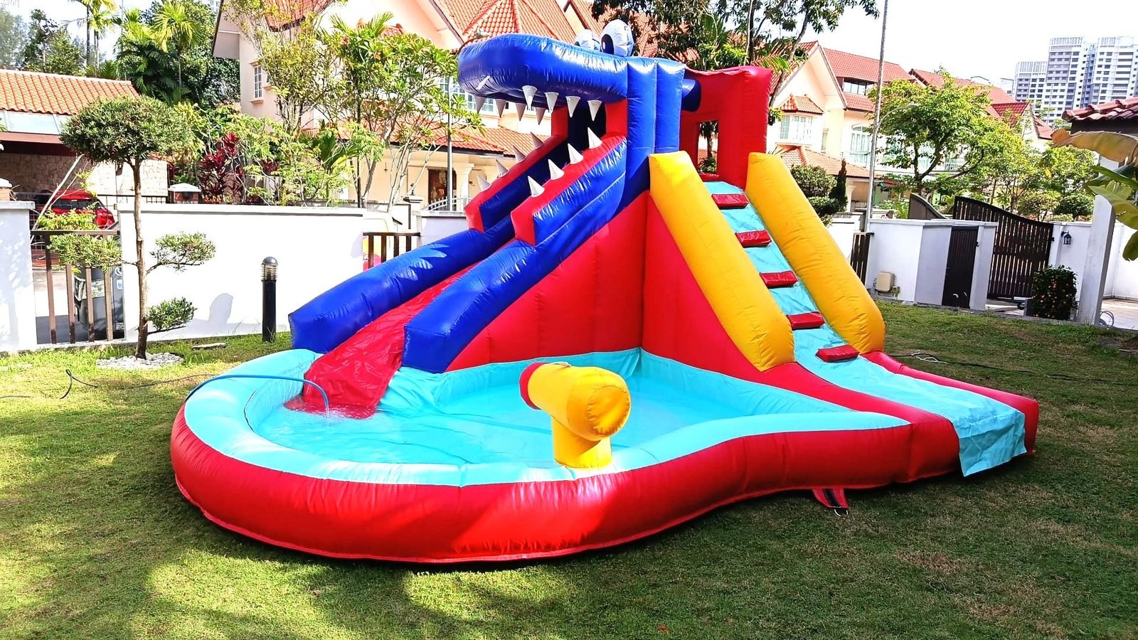 Inflatable crocodile water slide pool rental kids party Singapore