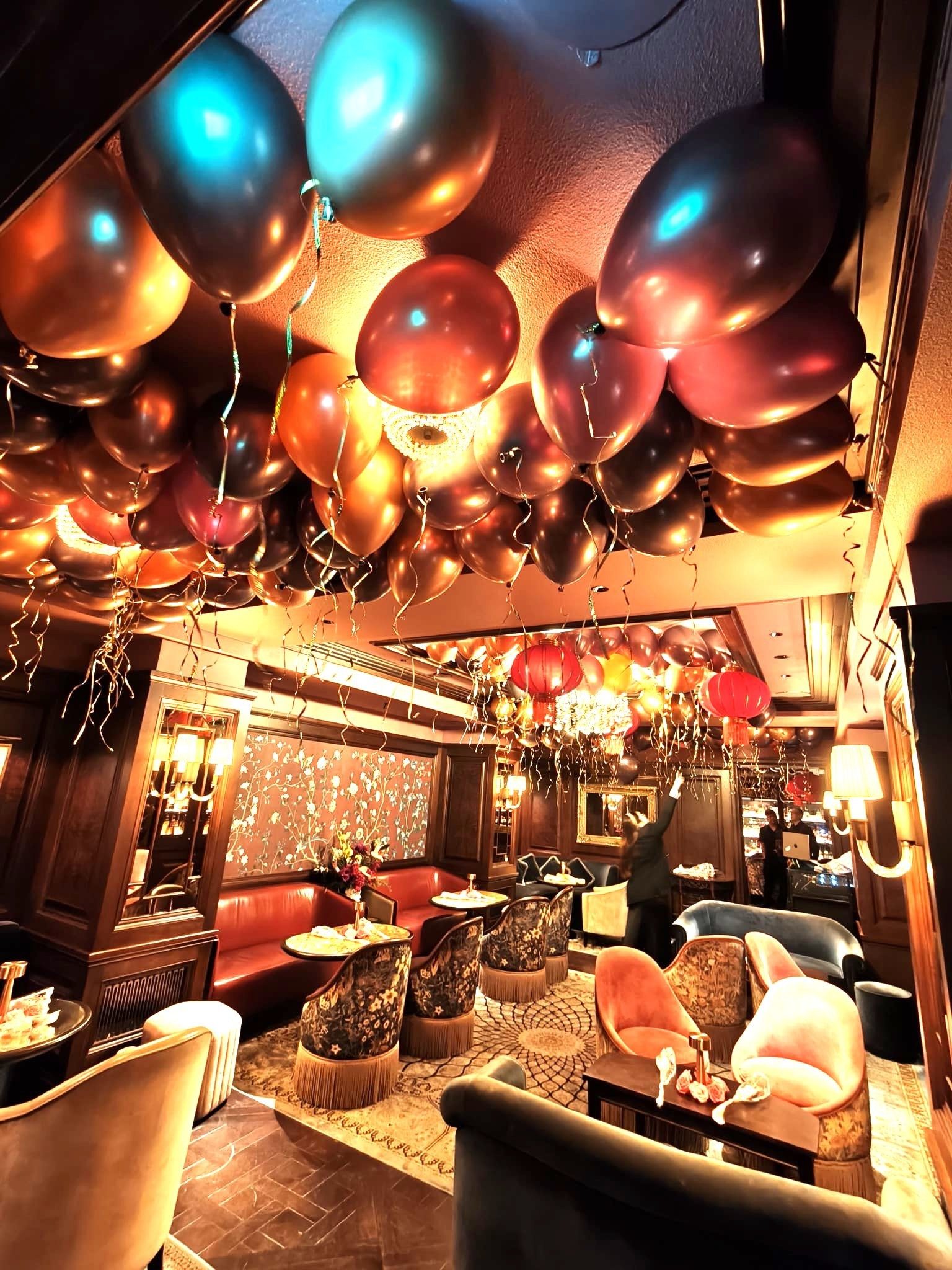 Luxury helium balloon ceiling decoration lounge event Singapore