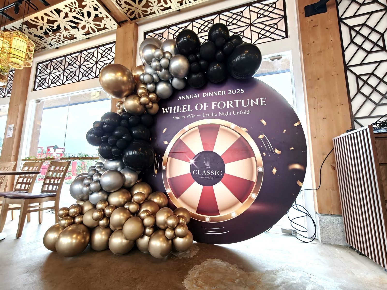 Organic balloon garland backdrop corporate annual dinner Singapore