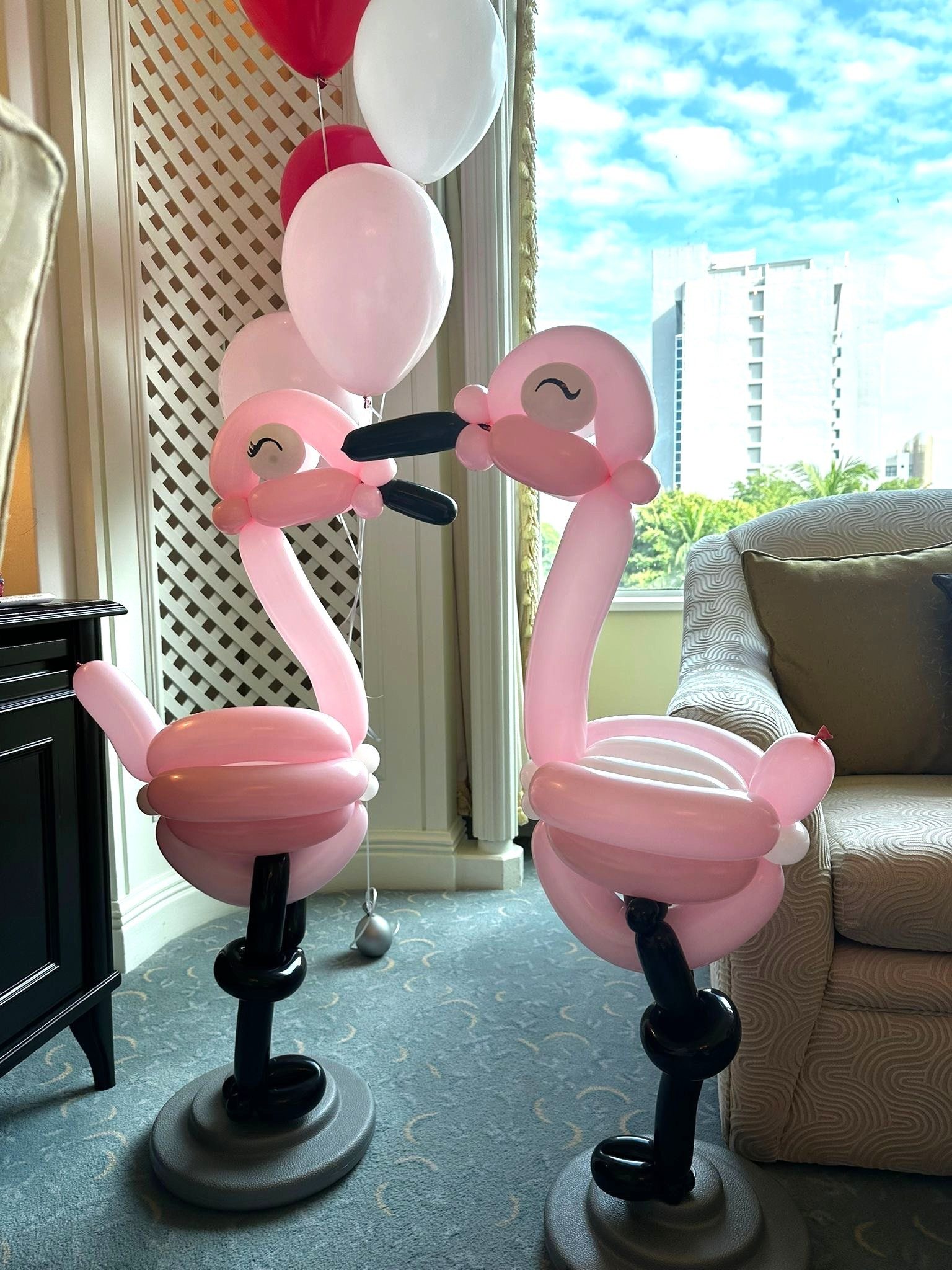 Customised Balloon Sculptures 9 Pink flamingo balloon sculptures hotel party Singapore