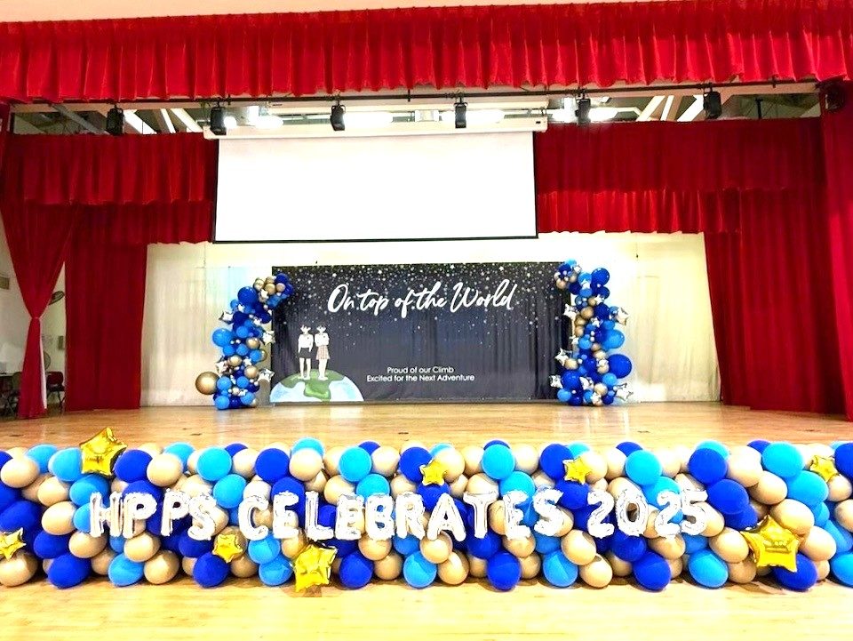School stage balloon decoration graduation celebration Singapore